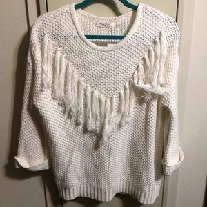 White fringe detail sweater